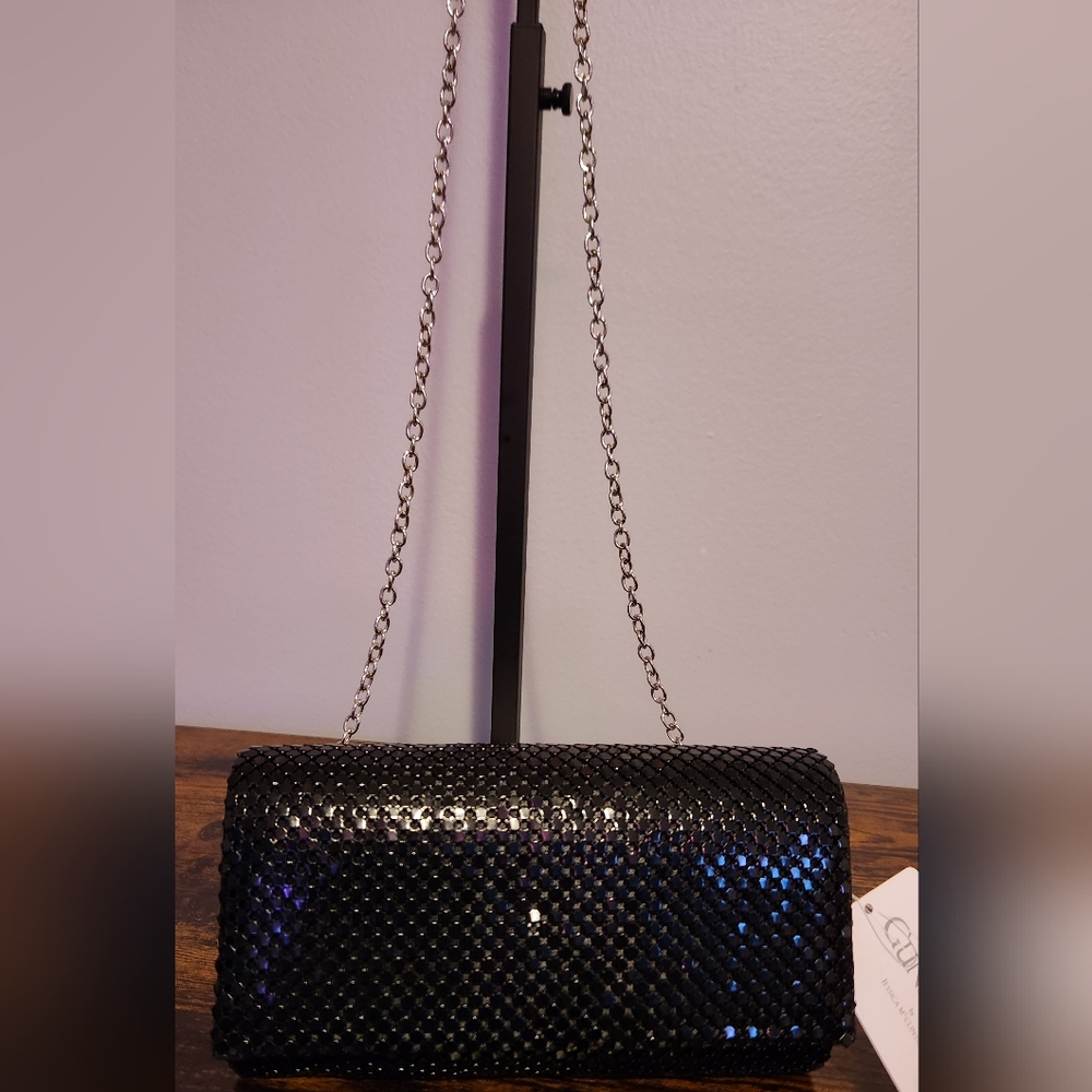 Jessica Mcclintock , black Metal Mesh Clutch or Evening Bag. NWT